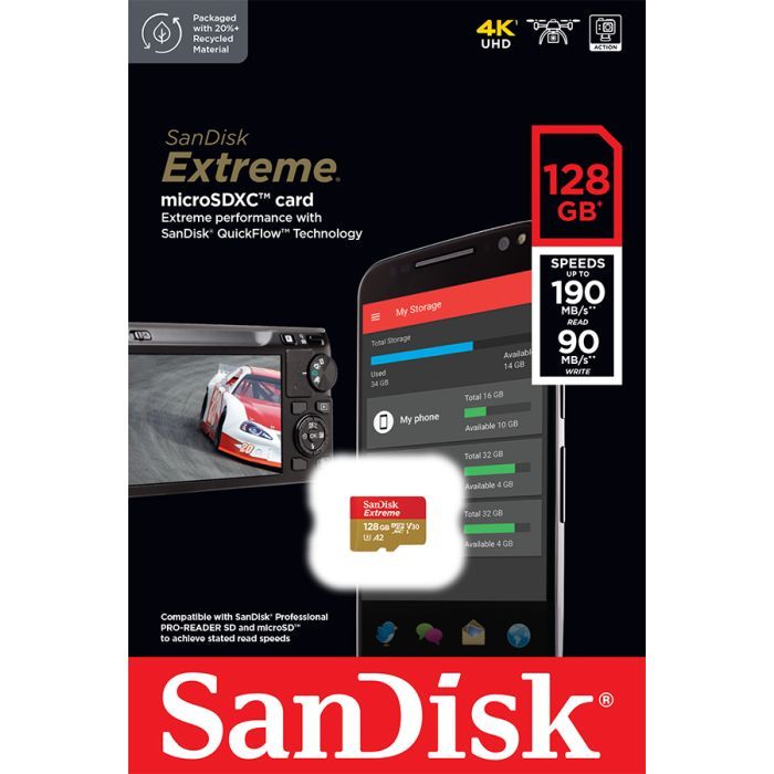 Карта памяти SanDisk 128GB microSD class 10 UHS-I U3 Extreme (SDSQXAA-128G-GN6MN) изображение 3
