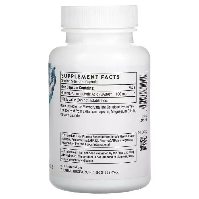 Аминокислота Thorne Research GABA (Гамма-аминомасляная кислота) 100 мг, Pharma GABA-100, 60 капс (THR-65201) изображение 2