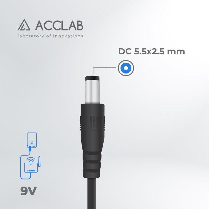 Кабель питания USB to DC 5.5х2.5mm 9V 1A ACCLAB (1283126565113) изображение 3