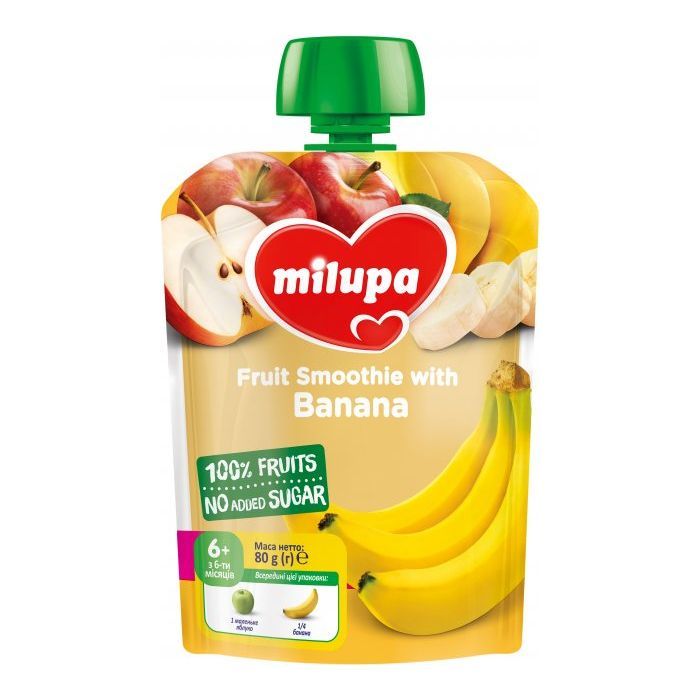 Детское пюре Milupa Яблоко и банан с 6 месяцев 80 г (6438091403563)