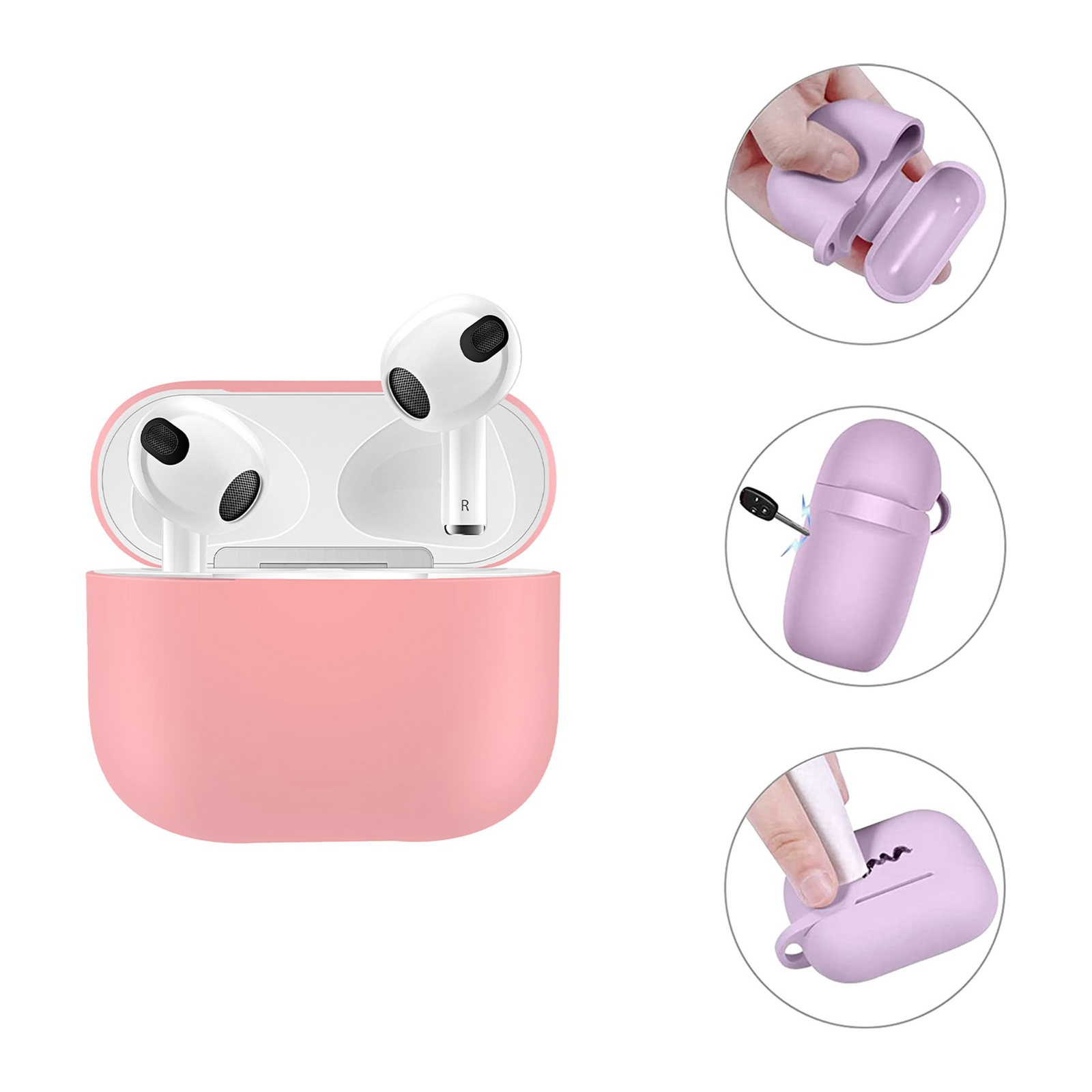 Чохол для навушників BeCover Silicon для Apple AirPods (3nd Gen) Grapefruit-Pink (707231) зображення 3