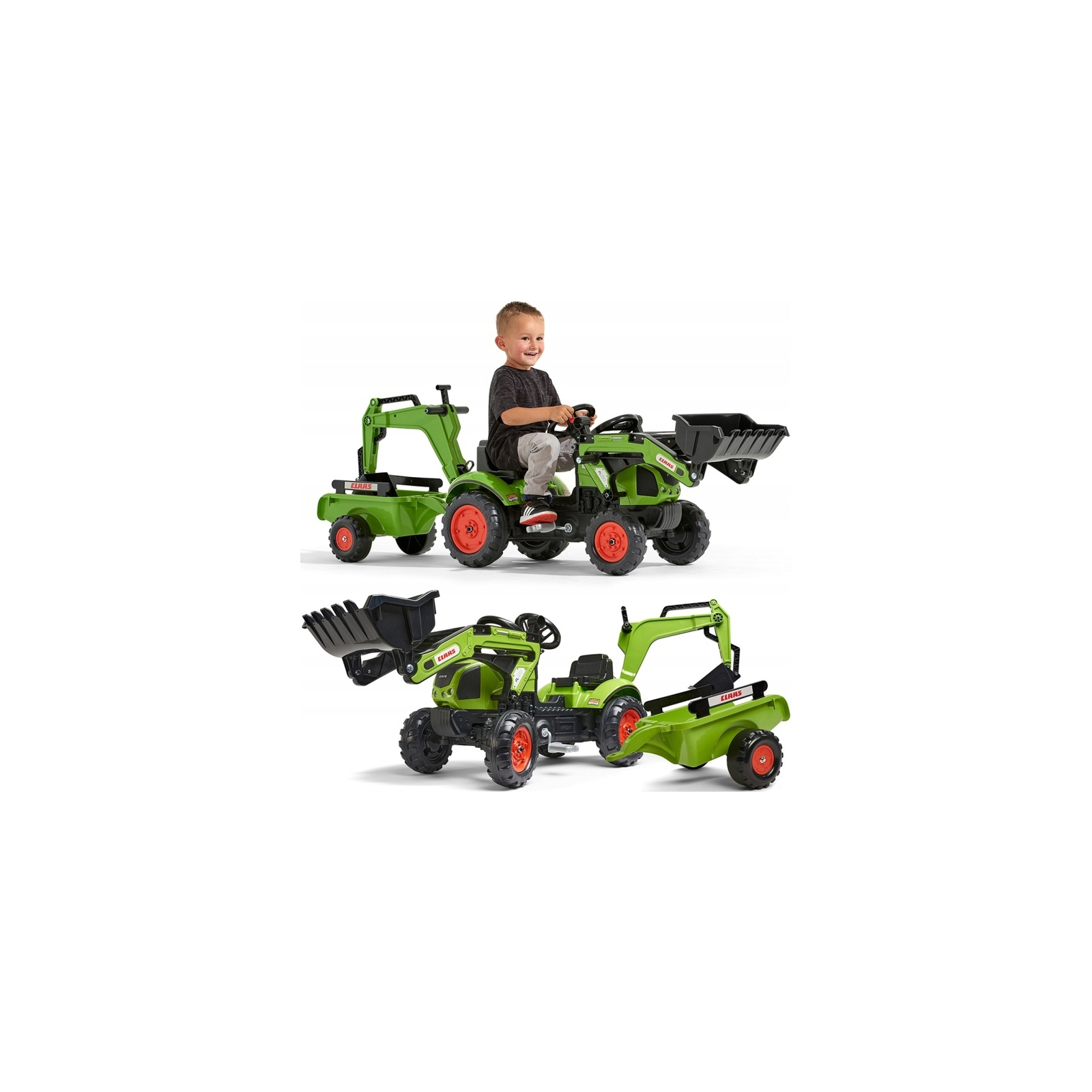 Веломобіль Falk CLAAS Arion трактор на педалях з причепом Зелена (3016202040147) (2040N) зображення 2