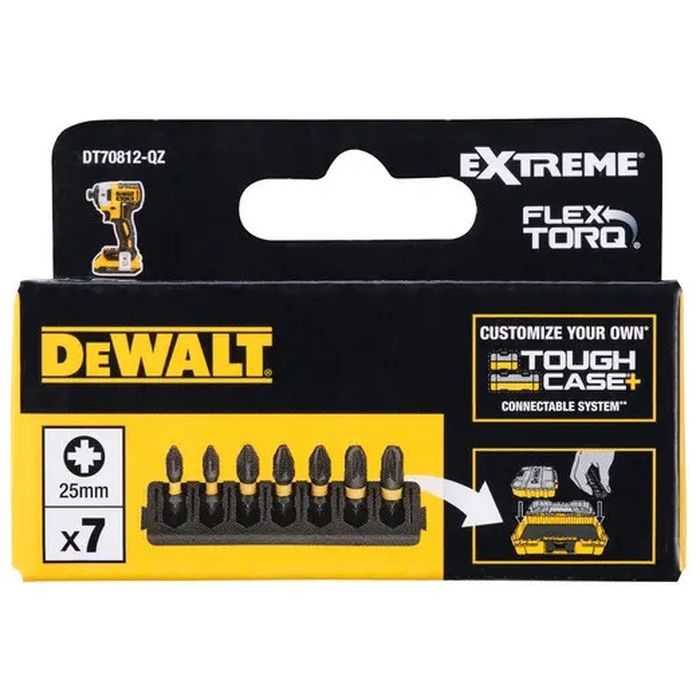 Набір біт DeWALT в касеті для Tough Case, FlexTorq, L = 25 мм, Pz1 – 2 шт, Pz2 – 3 шт, Pz3 – 2 шт (DT70812) зображення 2