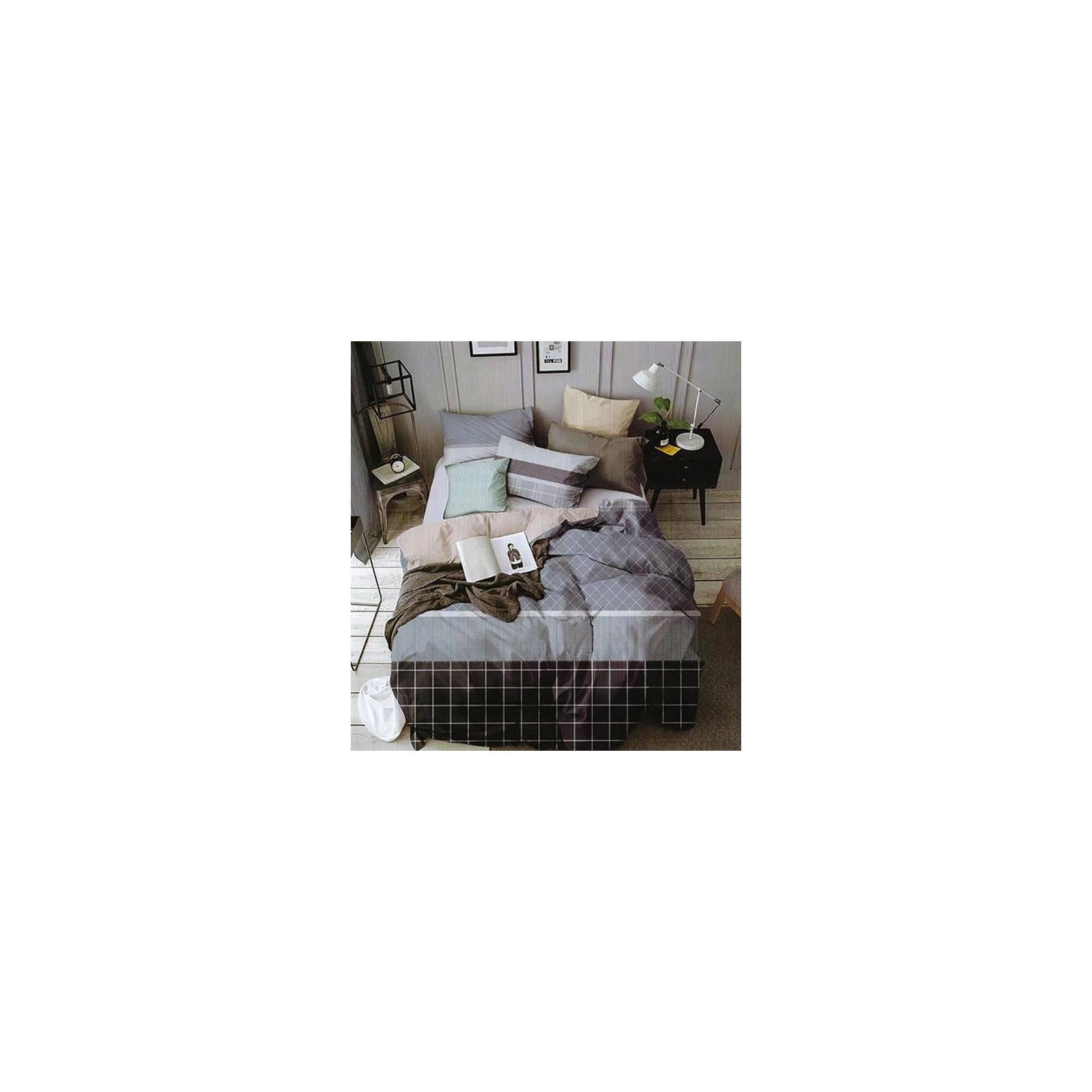 Постельное белье ШЕМ Royal Satin полоска серо-коричневая полуторная 150 х 215 (1,5 RS_полоска сіро кор)
