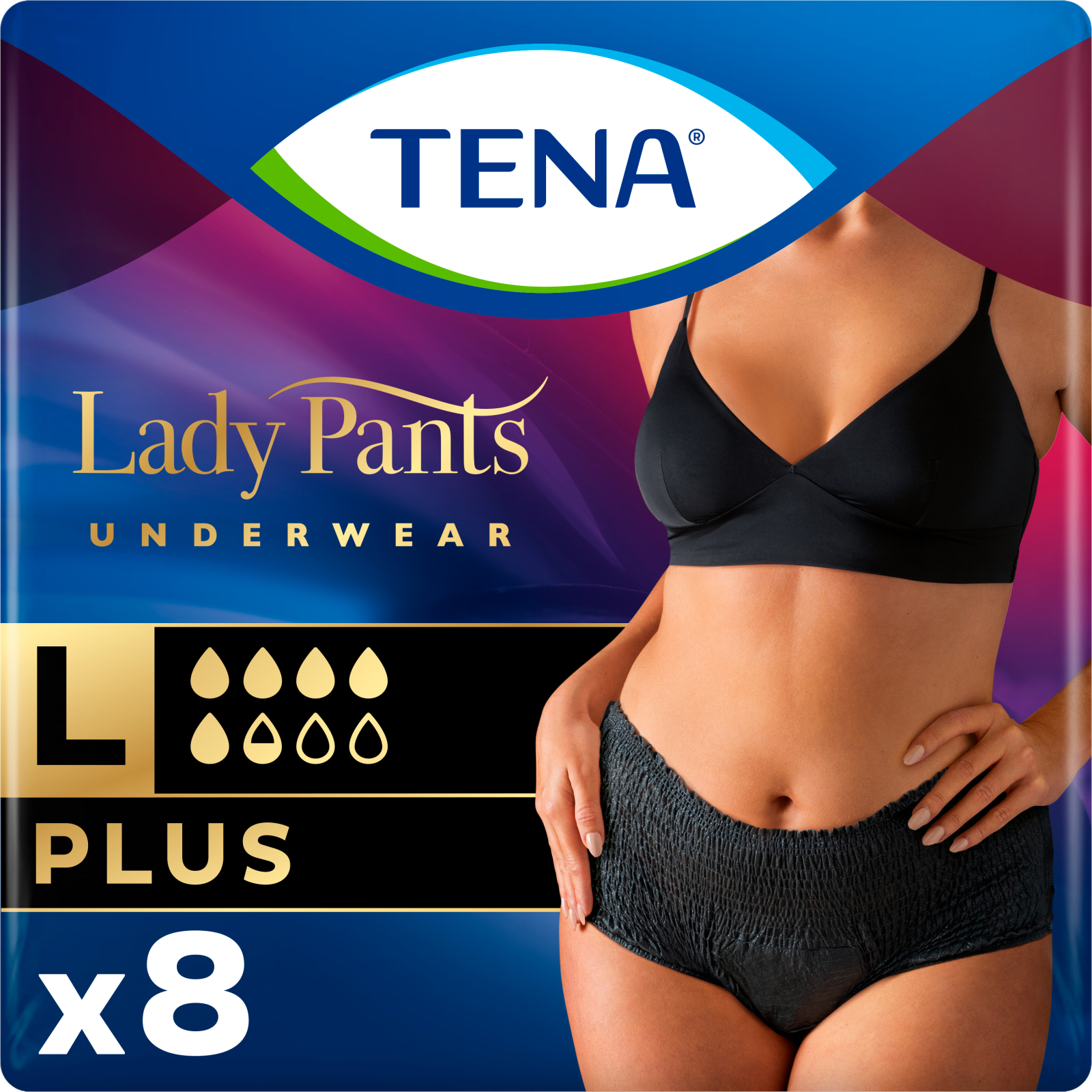 Подгузники для взрослых Tena Lady Pants Plus для женщин Large 8 шт Black (7322541130750)