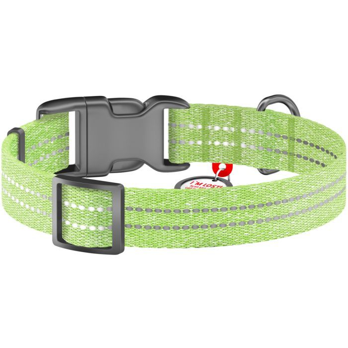 Нашийник для тварин WAUDOG Re-cotton з QR паспортом світловідбивний Ш 15 мм Д 25-35 см салатовий (02865) зображення 2