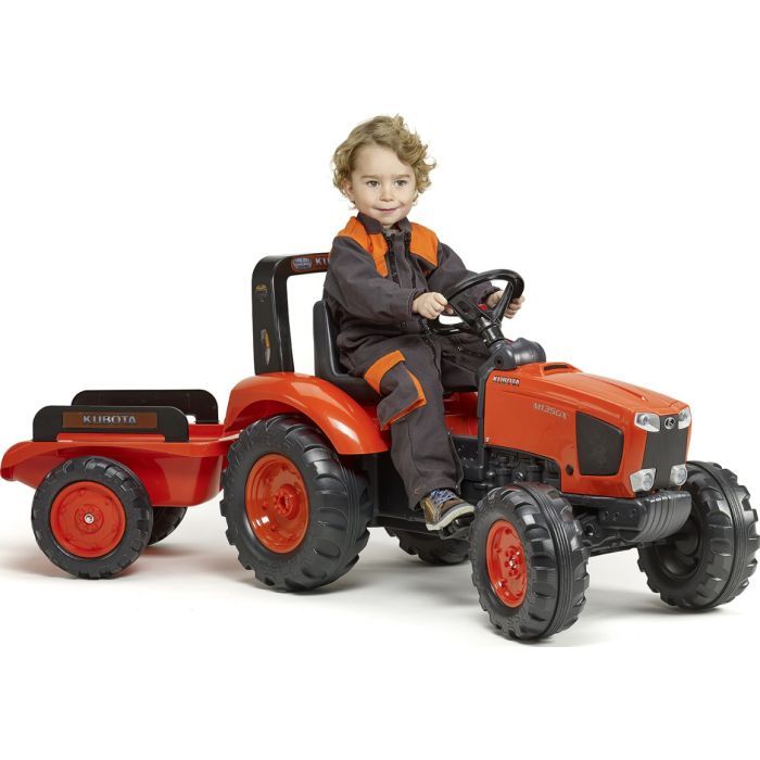 Веломобиль Falk KUBOTA трактор с прицепом, оранжевый. (2060AB) изображение 2