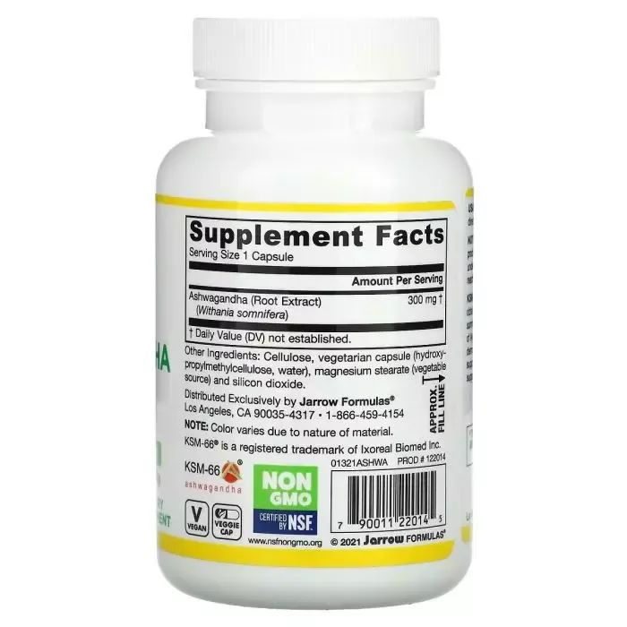 Вітамінно-мінеральний комплекс Jarrow Formulas Ашваганда, Ashwagandha, 120 вегетаріанських капсул (JRW-22014) зображення 2