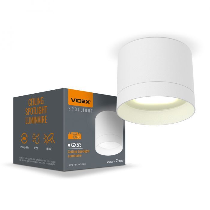 Світильник Videx IP44 під лампу GX53 (VL-SPF19A-W) зображення 2