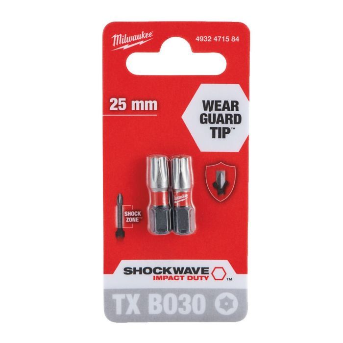 Набор бит Milwaukee SHOCKWAVE, TX BO30, 25мм, 2шт (4932471584) изображение 3