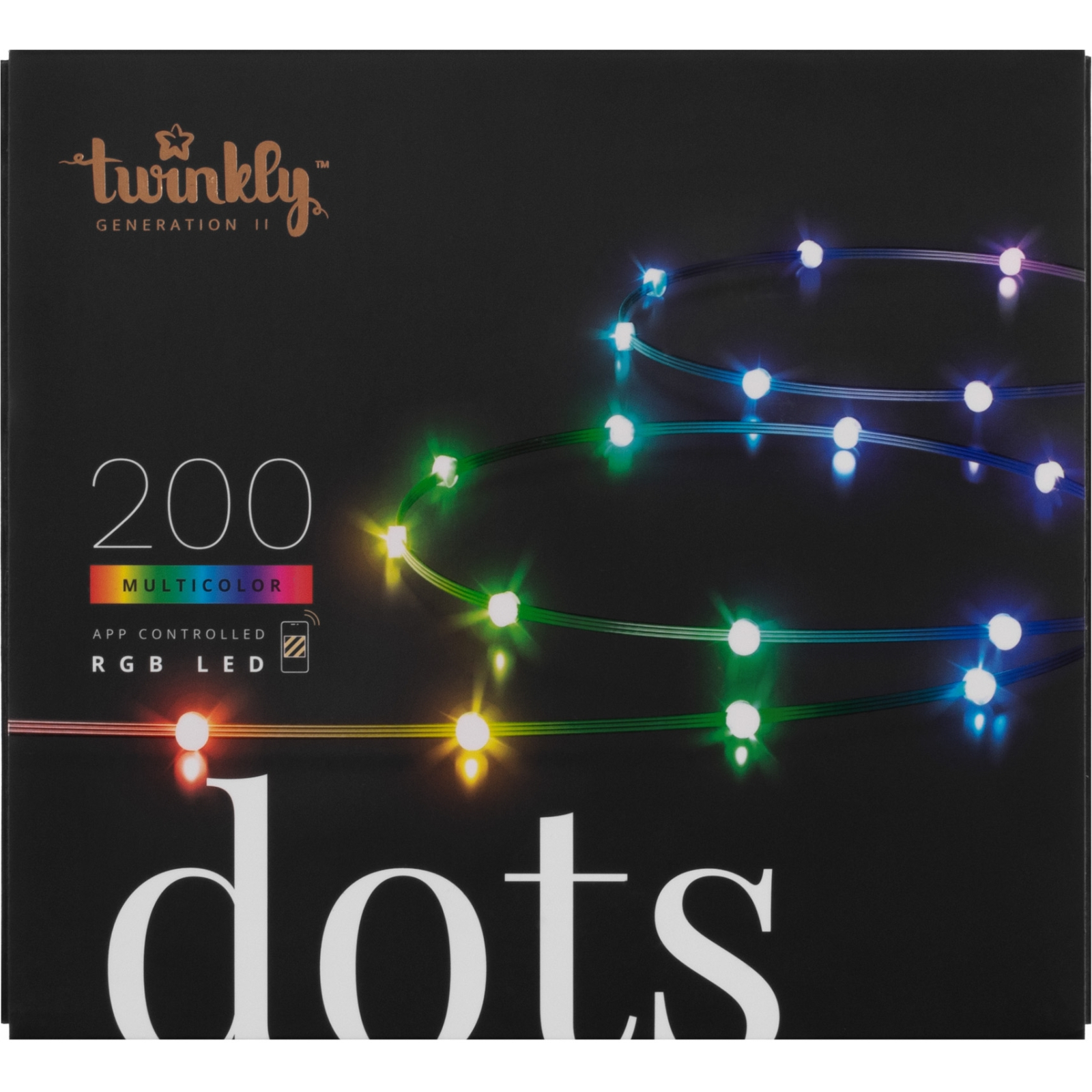 Гирлянда Twinkly Smart LED Dots Lights RGB 200 Gen II, IP44, 10м, прозрачный (TWD200STP-BEU)
