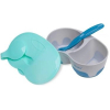 Набор детской посуды Akuku на 2 отделения с ложкой Серо-голубой (A0303)