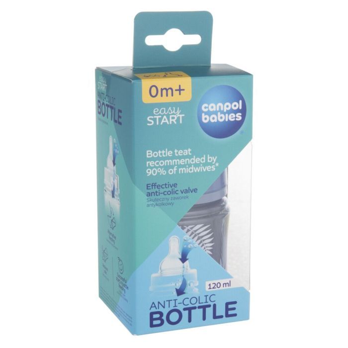 Пляшечка для годування Canpol babies Easystart GOLD 120 мл антикол. з широк. блакитна (35/239_blu) зображення 3