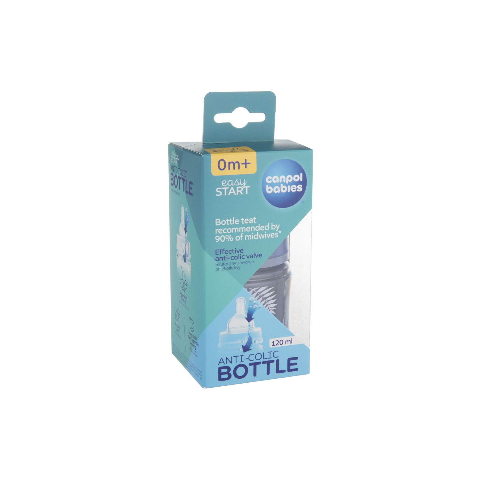 Пляшечка для годування Canpol babies Easystart GOLD 120 мл антикол. з широк. блакитна (35/239_blu) зображення 3