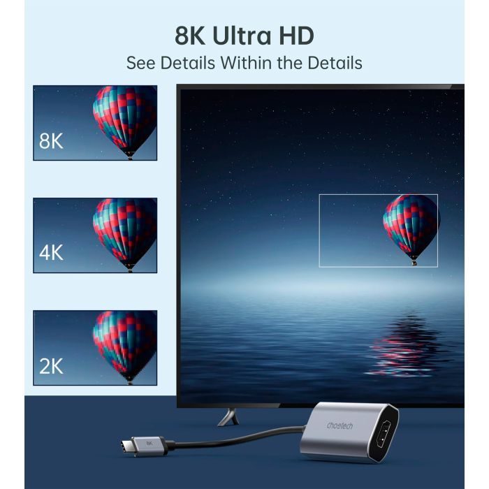 Переходник USB-C to HDMI 8K 60 Hz Choetech (HUB-H16-GY) изображение 4