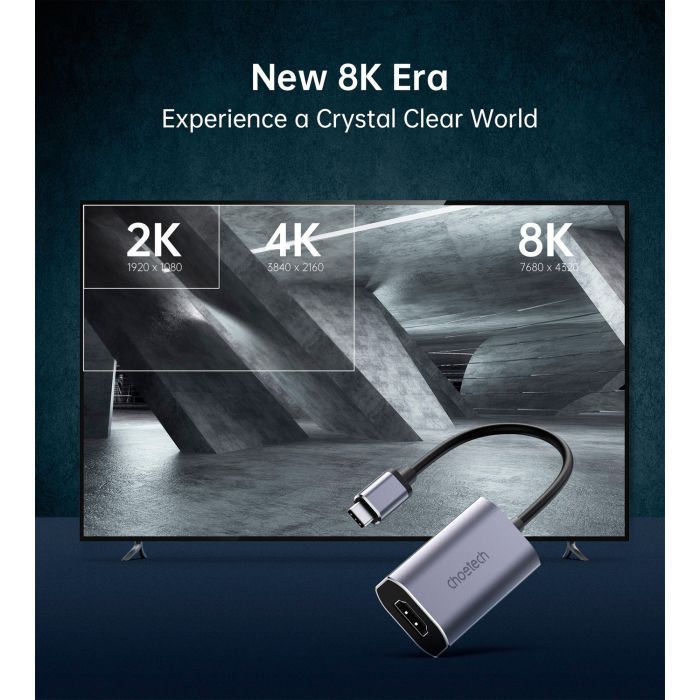 Переходник USB-C to HDMI 8K 60 Hz Choetech (HUB-H16-GY) изображение 5