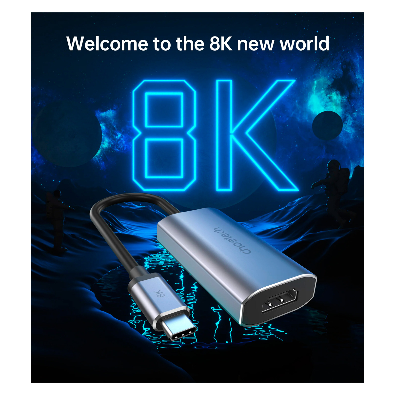Перехідник USB-C to HDMI 8K 60 Hz Choetech (HUB-H16-GY) зображення 6