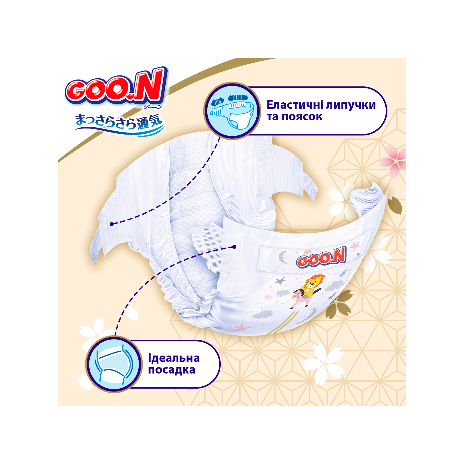 Подгузники GOO.N Premium Soft для младенцев до 5 кг 1 NB на липучках 72 шт (F1010101-152) изображение 3