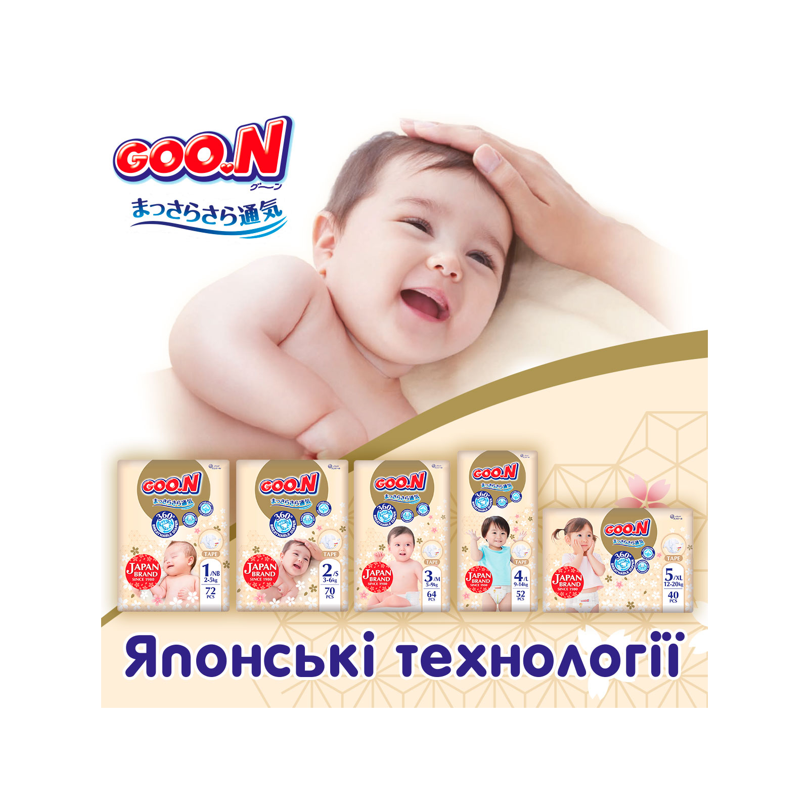 Підгузки GOO.N Premium Soft для немовлят до 5 кг 1 NB на липучках 72 шт (F1010101-152) зображення 8