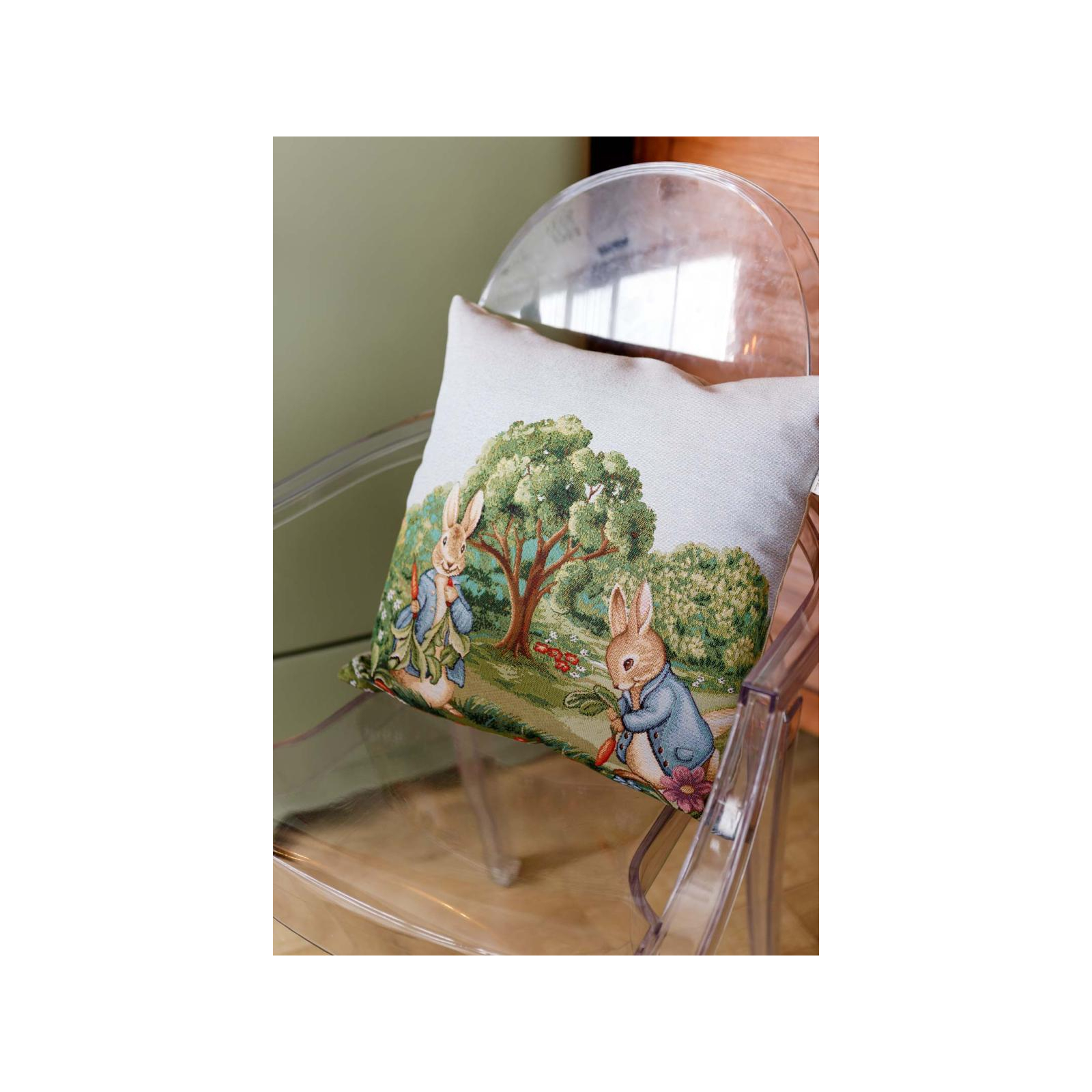 Наволочка Прованс гобеленова декоративна Пара зайців Галявина 45х45 см (034238) зображення 5