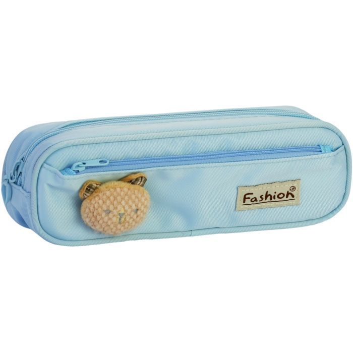 Пенал Cool For School 2 отделения с аппликацией Голубой (CF6885-lt.blue)