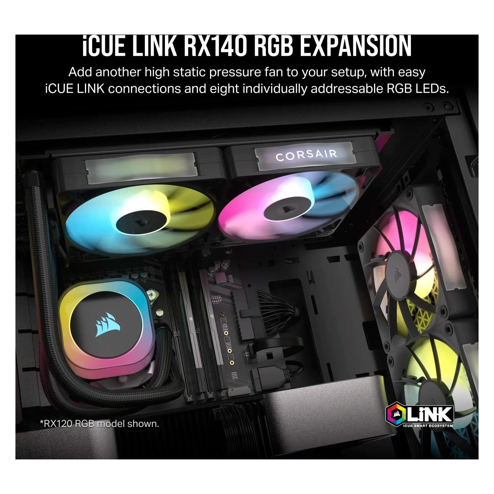 Кулер для корпуса Corsair iCUE Link RX140 RGB PWM Dual Pack (CO-9051020-WW) изображение 5