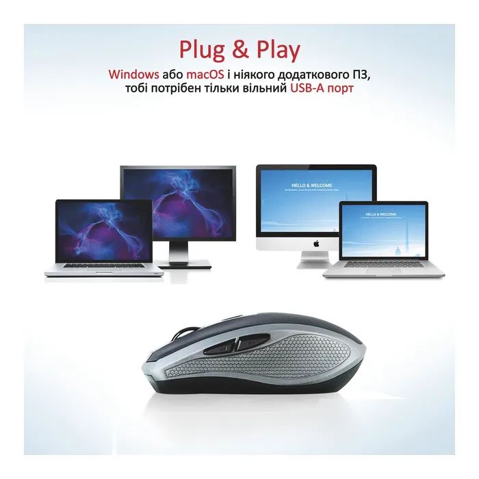Мышка Promate Breeze Wireless Silver (breeze.silver) изображение 6
