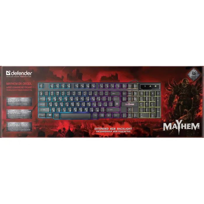 Клавиатура Defender Mayhem Mayhem GK-360DL USB UA Black (45362) изображение 7
