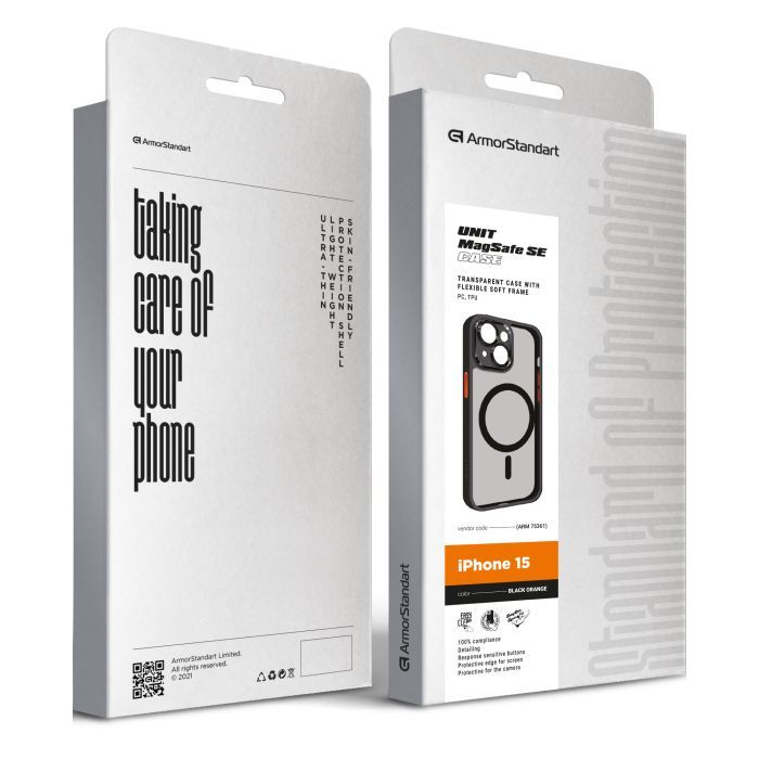 Чохол до мобільного телефона Armorstandart Unit MagSafe SE Apple iPhone 15 Orange Black (ARM75360) зображення 2