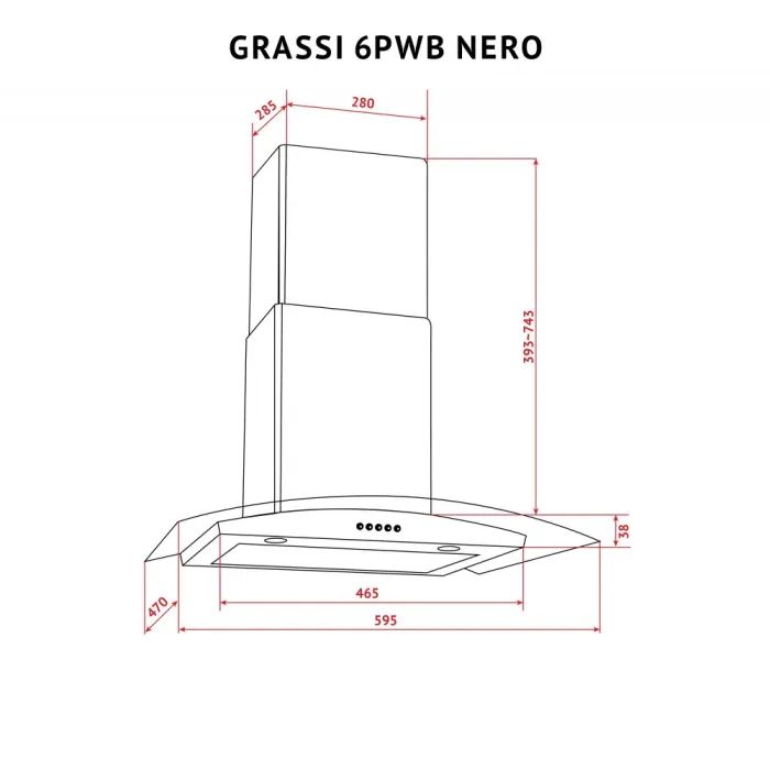 Витяжка кухонна Perfelli GRASSI 6PWB NERO зображення 12
