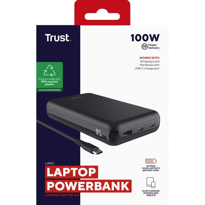 Батарея універсальна Trust 20000mAh Laro 100W PD/3.0 QC/3.0 (25240_TRUST) зображення 8