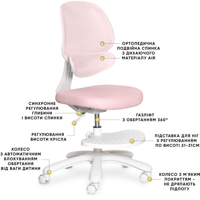 Дитяче крісло Evo-kids Sirius Air Pink (Y-605 KP) зображення 2
