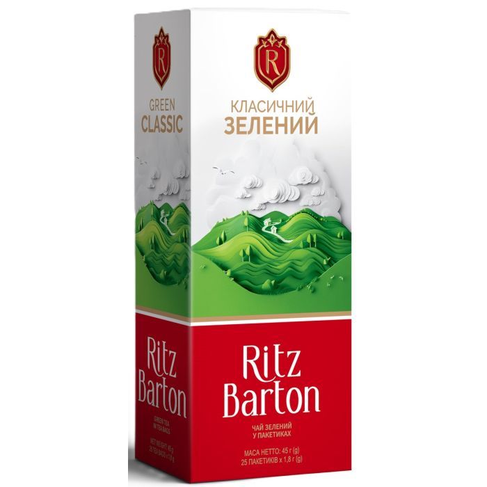 Чай Ritz Barton Класичний Зелений 25 пакетиків по 1.8 г (4820279611280)