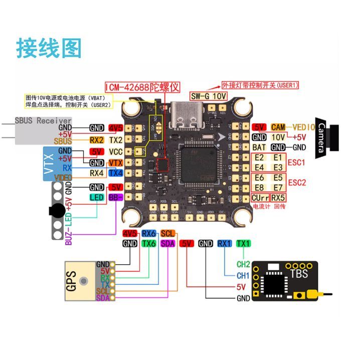 Полетный стек HAKRC F405 + 50A V2 (розпаяний) упаковка 100шт. (FCESC50BOX) изображение 6