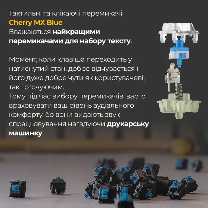 Клавиатура Ducky One 3 TKL Cherry MX Blue RGB UA USB Black (DKON2187ST-CUAPXCLAWSC1) изображение 5