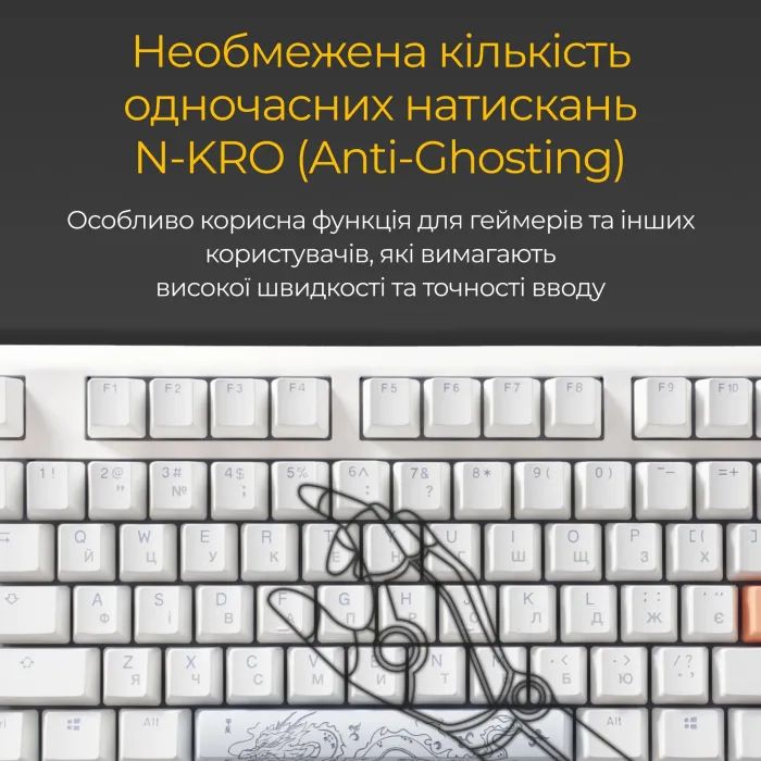 Клавиатура Ducky One 3 TKL Cherry MX Blue RGB UA USB Black (DKON2187ST-CUAPXCLAWSC1) изображение 9