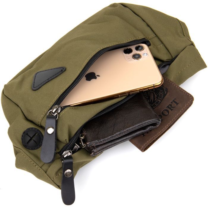 Сумка Vintage Бананка нейлон Зеленая (20636) изображение 6