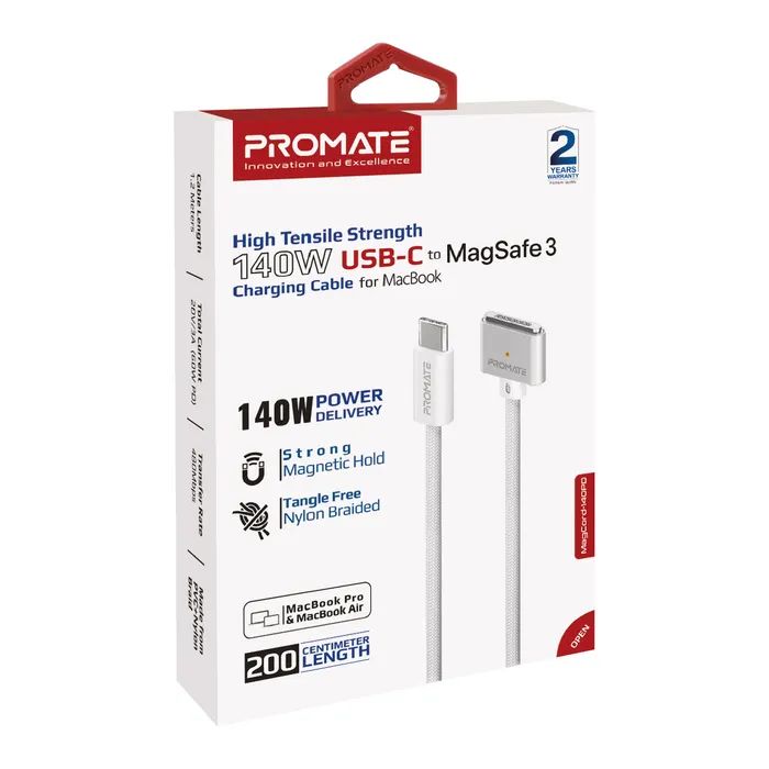 Дата кабель USB-C to MagSafe 3 white Promate (magcord-140pd.white) зображення 2