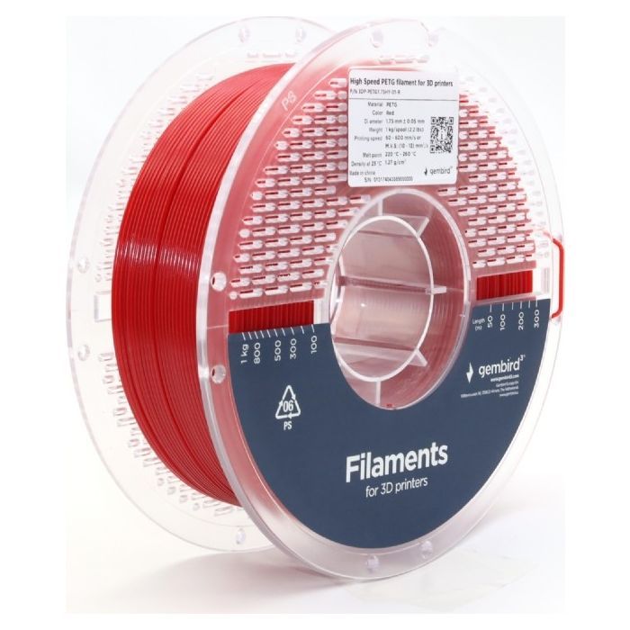 Пластик для 3D-принтера Gembird PETG High Speed, 1.75 мм, 1 кг, red (3DP-PETG1.75HY-01-R)