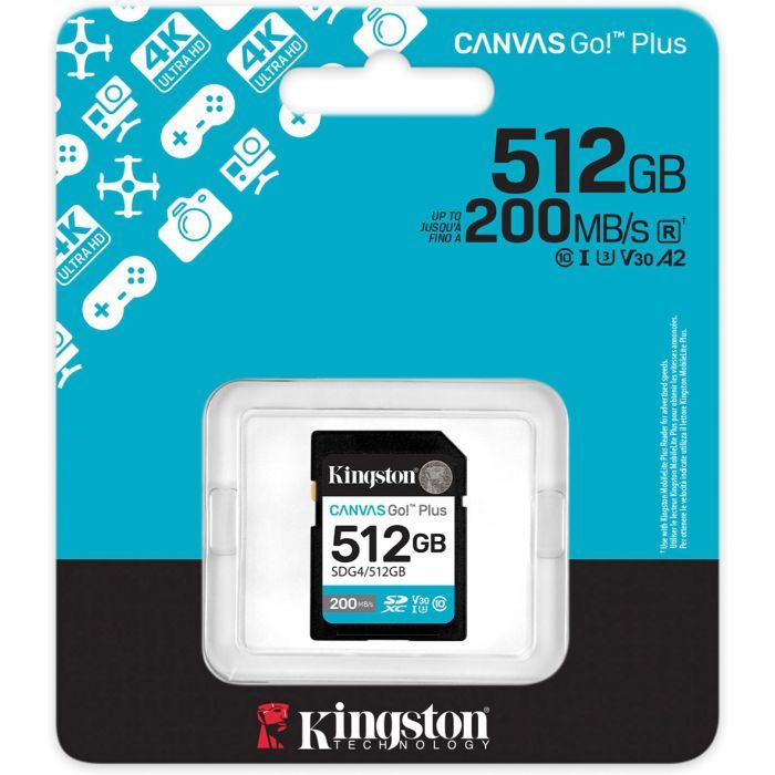 Карта памяти Kingston 512GB SDXC сlass 10 UHS-I U3 V30 Canvas Go Plus G4 (SDG4/512GB) изображение 3