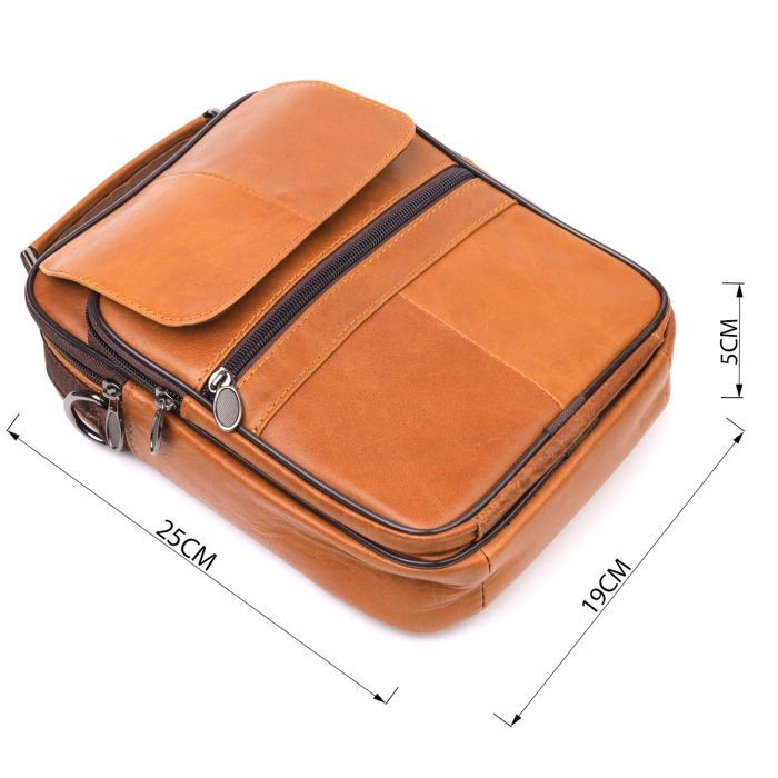 Сумка Vintage Мужская с ручкой кожаная Рыжая (21273) изображение 3