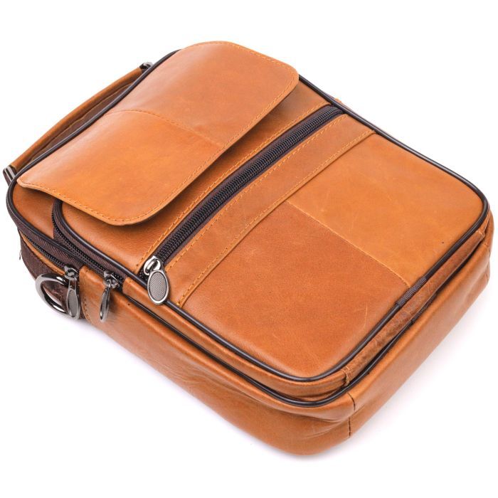 Сумка Vintage Мужская с ручкой кожаная Рыжая (21273) изображение 5