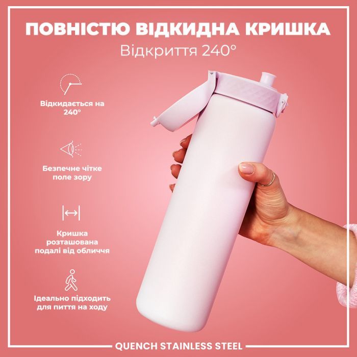 Пляшка для води ION8 OneTouch Stainless Steel 1200 мл Grey (I8SS1000GRY) зображення 3