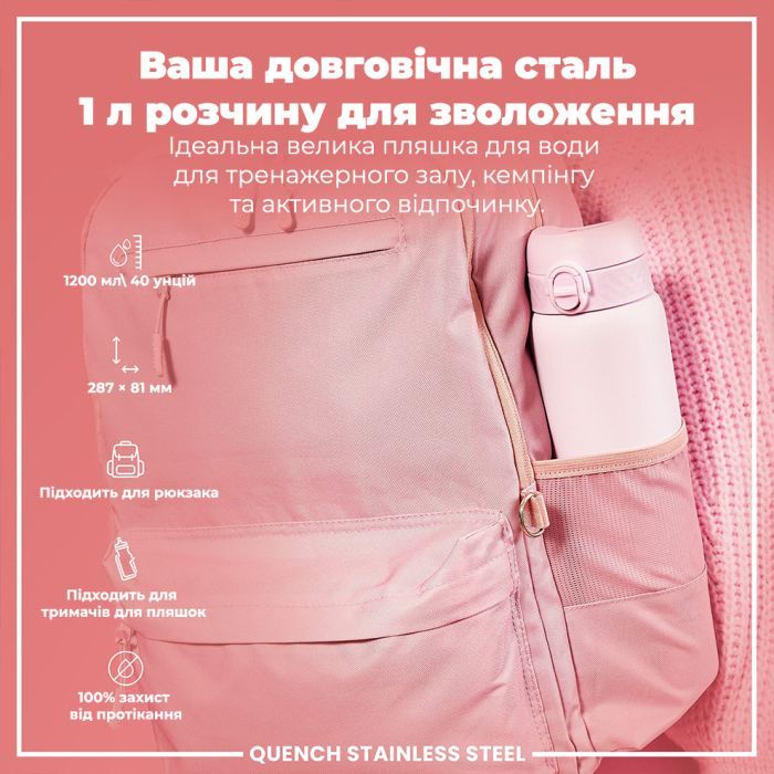 Пляшка для води ION8 OneTouch Stainless Steel 1200 мл Grey (I8SS1000GRY) зображення 5