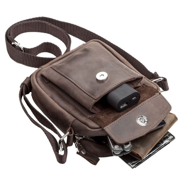 Сумка Shvigel З вінтажної шкіри Коричнева (11077) зображення 6