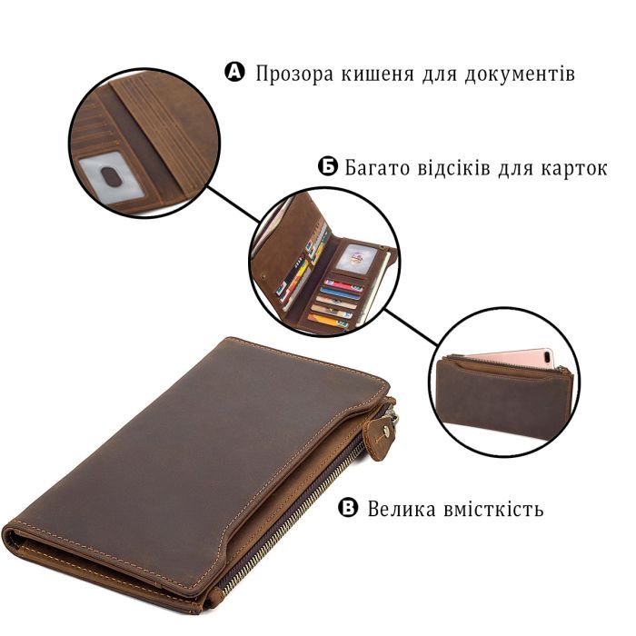 Гаманець Vintage Шкіряний Коричневий (14596) зображення 4