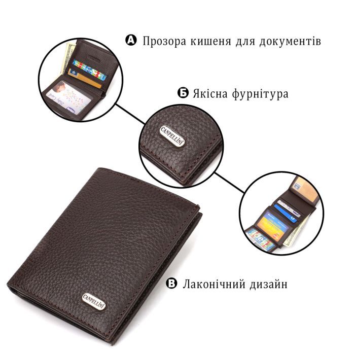 Гаманець Canpellini З натуральної шкіри Коричневий (21873) зображення 4