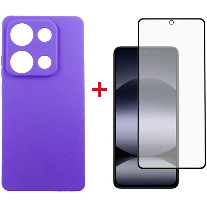Чехол для мобильного телефона Dengos Xiaomi Redmi Note 14S Carbon + glass (Purple) (DG-KM-146)