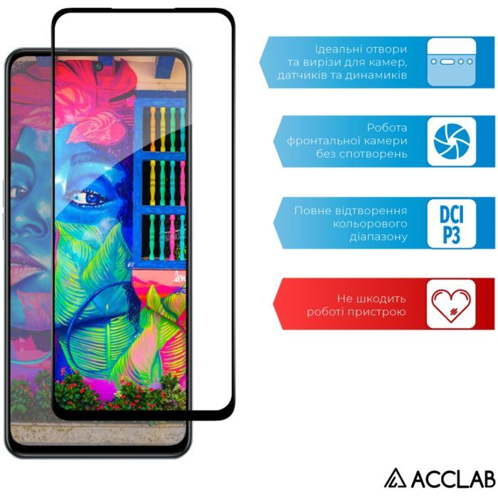 Стекло защитное ACCLAB Full Glue Oppo A98 Black (1283126583520) изображение 5