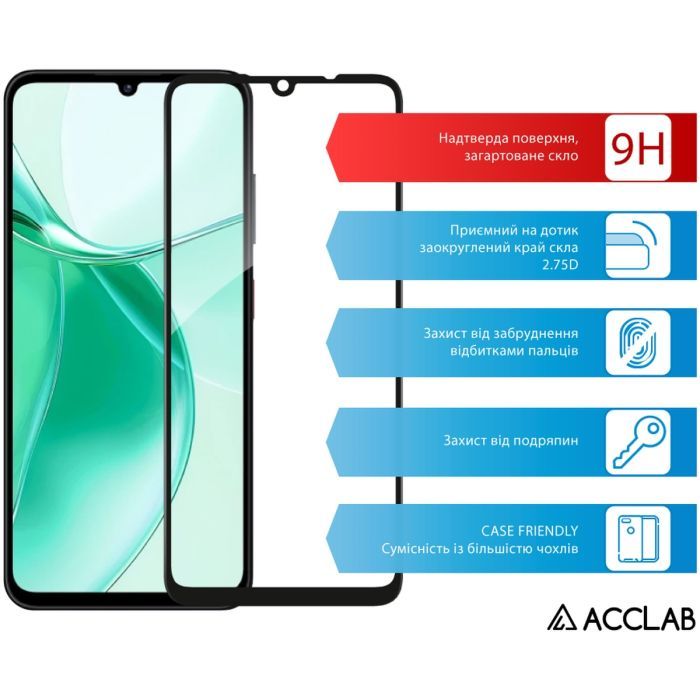 Скло захисне ACCLAB Full Glue ZTE Blade A35 Black (1283126598845) зображення 3